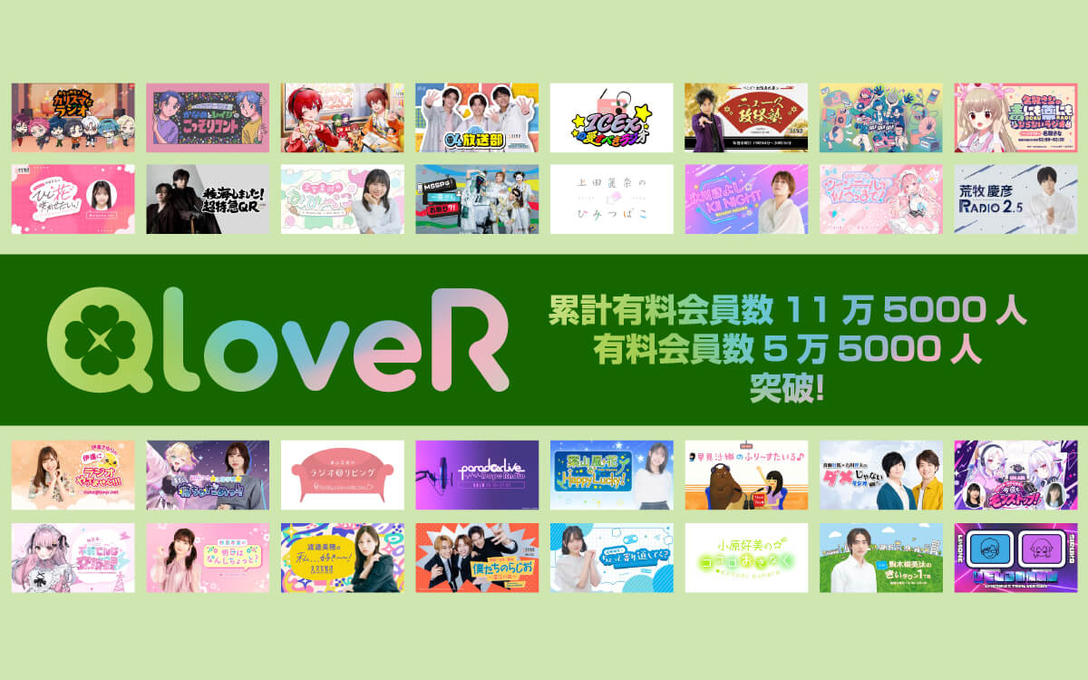 文化放送のオリジナル配信プラットフォーム「QloveR」 累計有料会員数11万5,000人、有料会員数5万5,000人を突破!